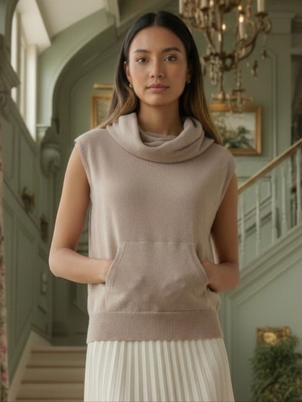 Brunello Cucinelli 100% Cashmere Sleeveless Cowl Neck Sweater Made in Italy 🇮🇹